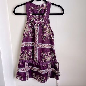 Max Rave Trapeze Floral Halter Dress Purple Sz S